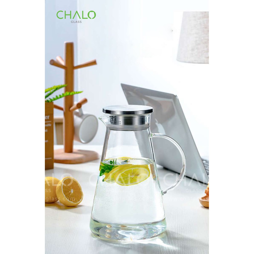 Bình trà thủy tinh chịu nhiệt nắp inox 1800ml - GPH28