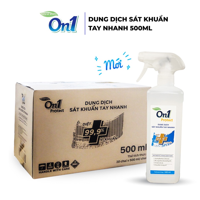 Thùng 20 chai dung dịch sát khuẩn tay nhanh ON1 protect hương BamBoo Charcoal (20 chai x 500ml) C0202