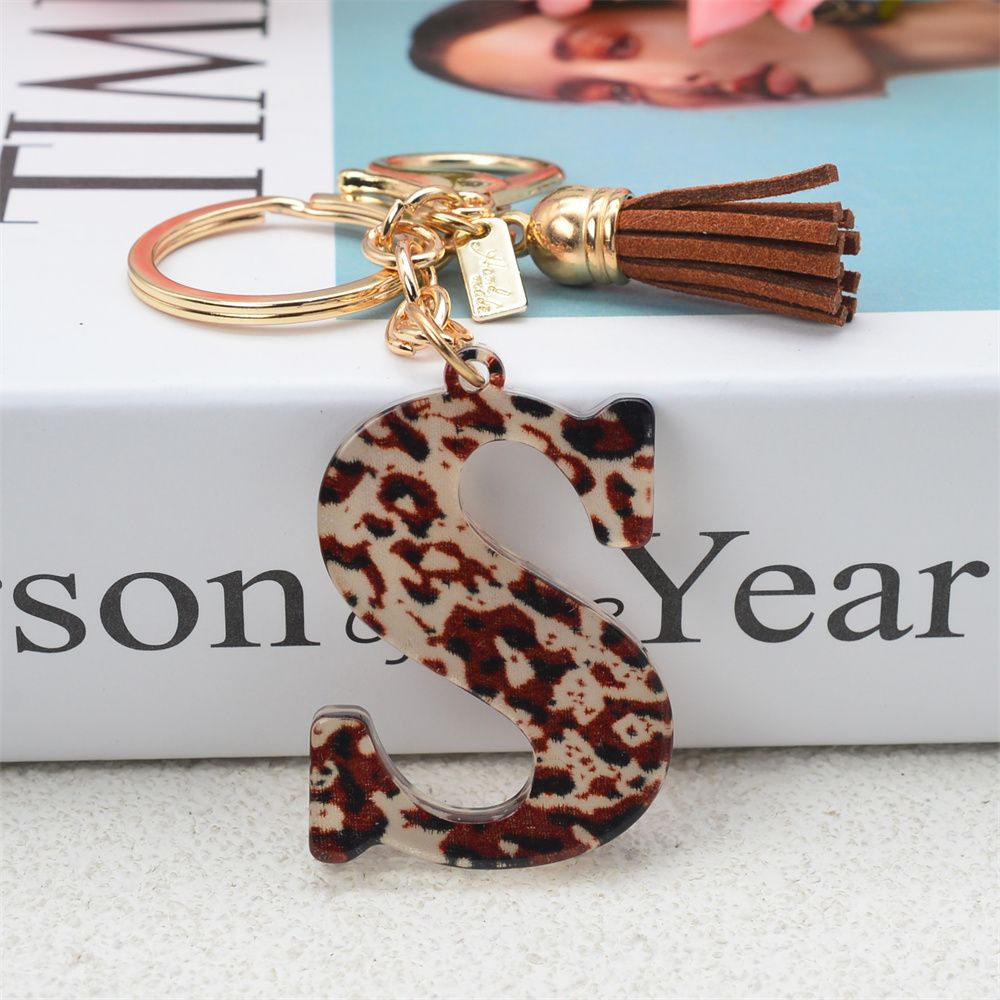 Móc Chìa Khóa Hình Chữ Cái Họa Tiết Da Báo Màu Sắc Gradient Phối Bóng Lông Độc Đáo Thời Trang Cho Cặp Đôi
