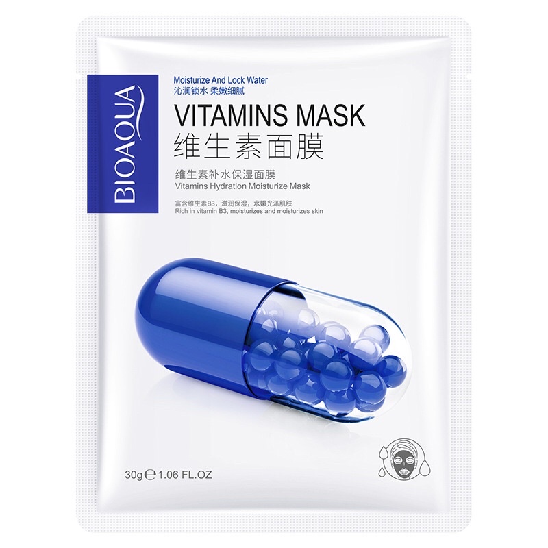 Mặt nạ giấy dưỡng trắng da cấp ẩm nước Vitamin da dầu mụn sáng da mask BIOAQUA nội địa Trung | BigBuy360 - bigbuy360.vn
