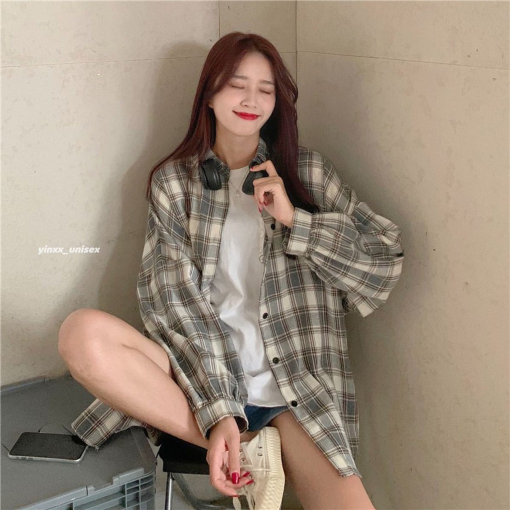 Áo Khoác Sơ Mi Flannel KẺ CARO Dài Tay Nhiều Màu form rộng dễ phối đồ
