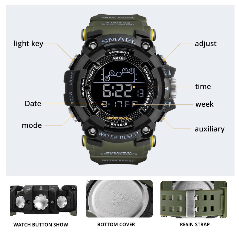 SMAEL Water-resistant Luminous Men's Sports Watch