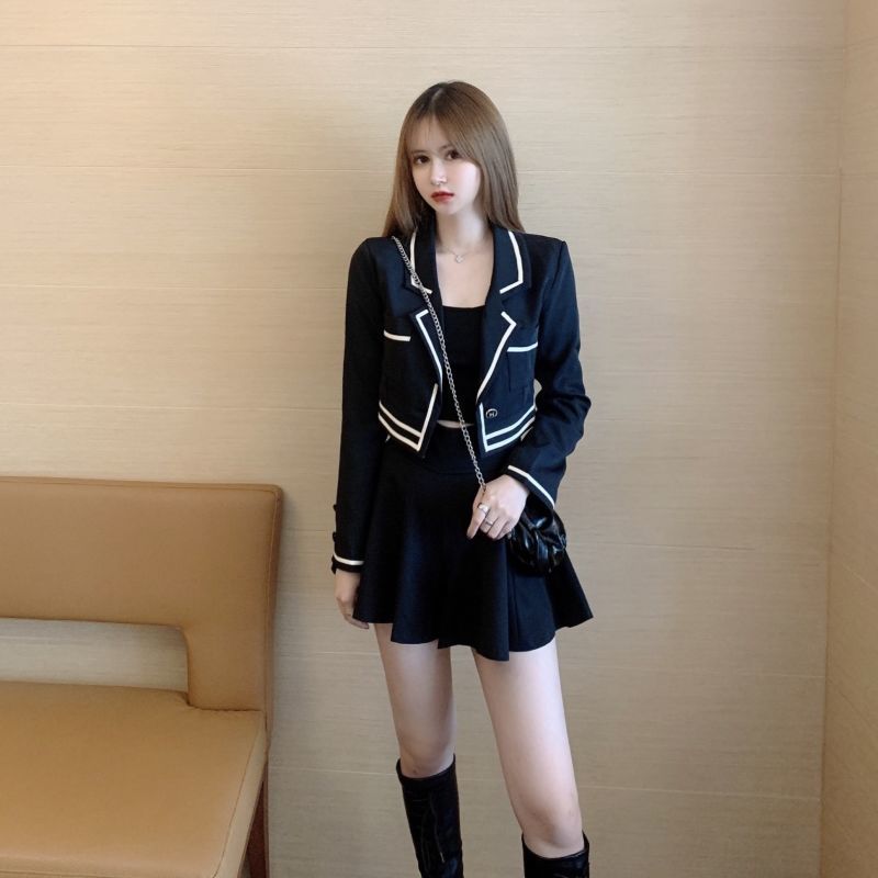 Small Tailored Suit Top Women's Short Spring and Autumn2021New Korean Style Suit Jacket+Pleated Skirt Suit