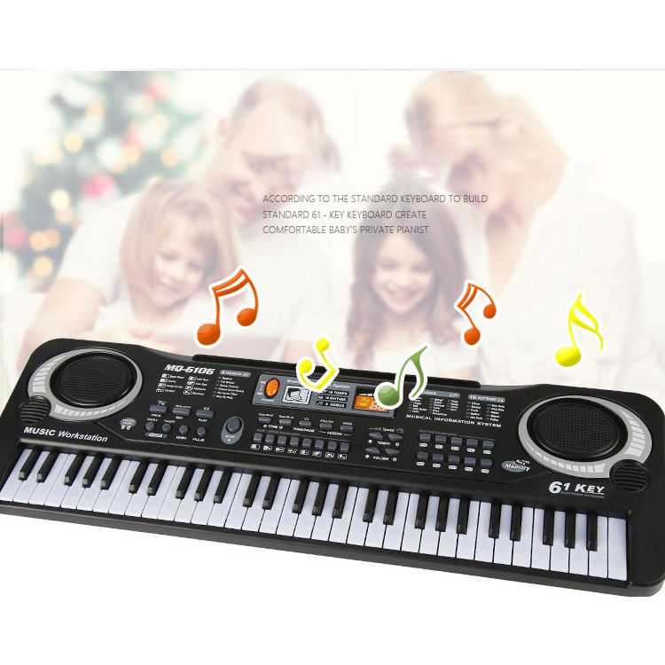 Đàn Piano Electronic Keyboard 61 Phím Kèm Mic Cho Bé Làm Quen Với Âm Thanh Nhiều Chức Năng