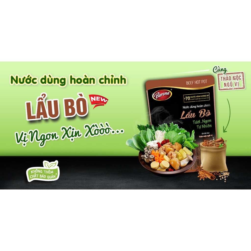 Mã bmbau50 giảm đến 50k đơn 99k nước dùng hoàn chỉnh barona - lẩu bò 164g - ảnh sản phẩm 4