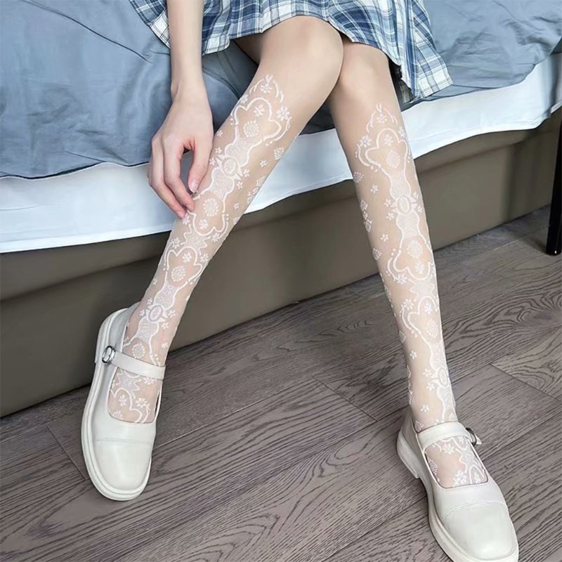 Tất Chân Xuyên Thấu Cao Qua Gối Phong Cách Lolita Gợi Cảm