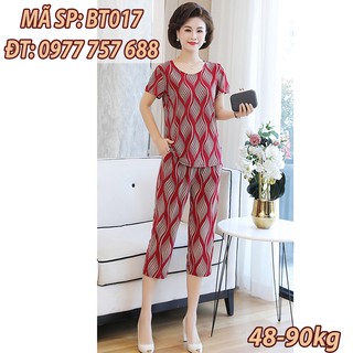 Đồ bộ thun nữ giá rẻ đẹp quẩn lửng form rộng cho người trung tuổi BT017