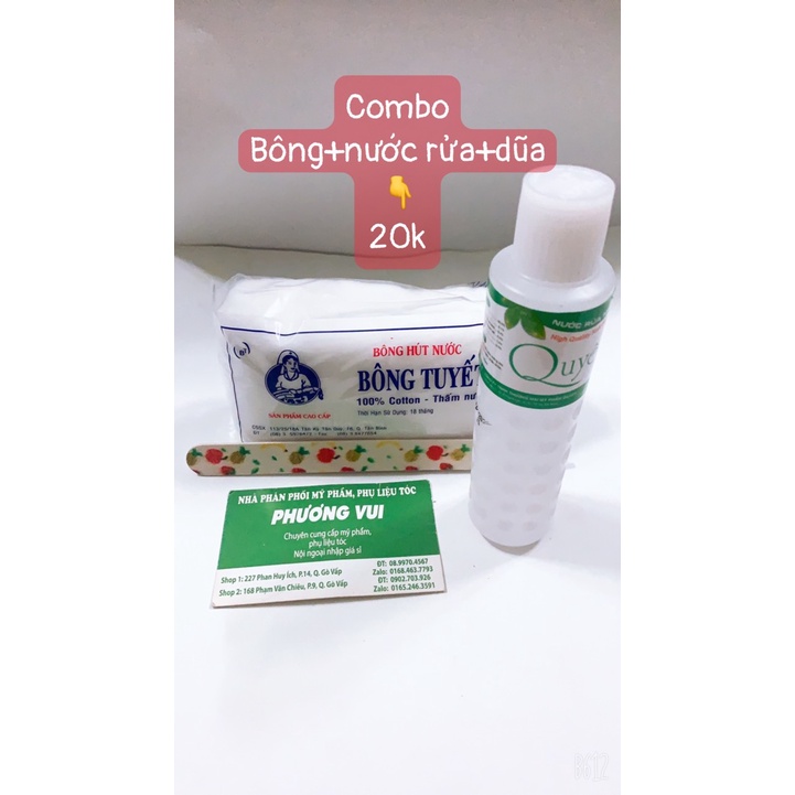 COM BO NƯỚC RỬA MÓNG TAY 100ML +1 GÓI BÔNG GÒN+1 DŨA MÓNG TAY