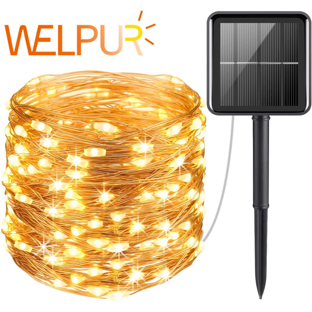 Dây đèn WELPUR 200/ 300 LED chống thấm nước 22m/ 32m năng lượng mặt trời dành cho trang trí năm mới