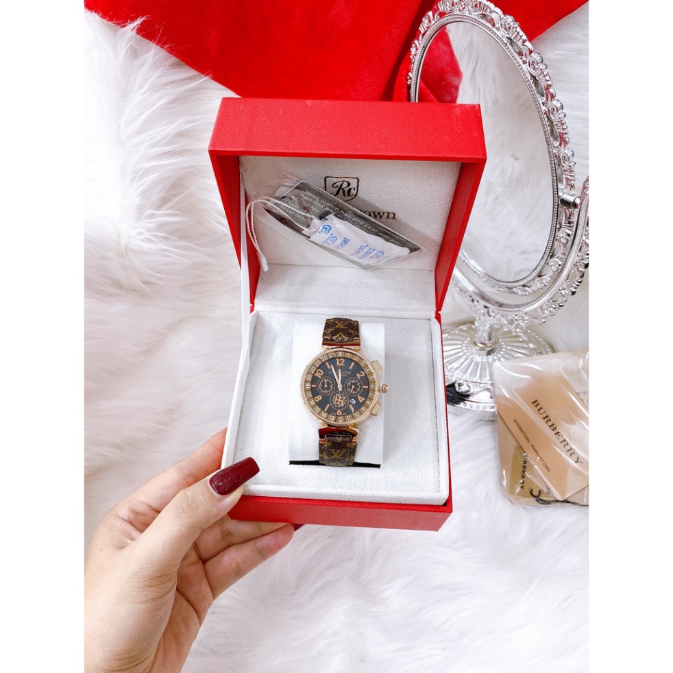 Đồng hồ lv nữ dây da nâu kiểu dáng thời thượng sang trọng, chống nước , bảo hành 12 tháng | BigBuy360 - bigbuy360.vn