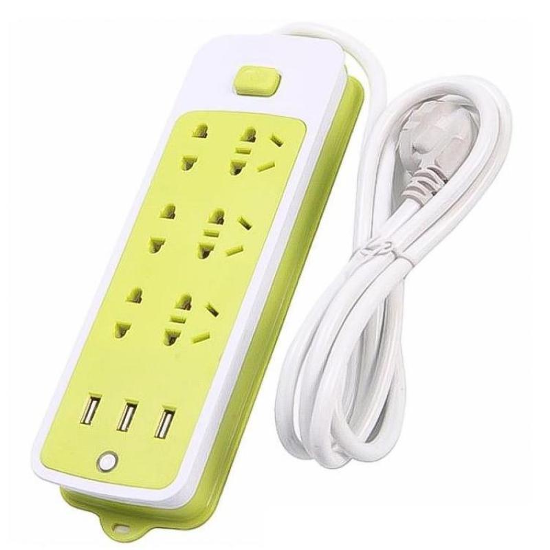 Ổ Cắm Điện Đa Năng Chống Giật 6 Ổ Cắm và 3 Cổng USB Màu Xanh Nổi Bật