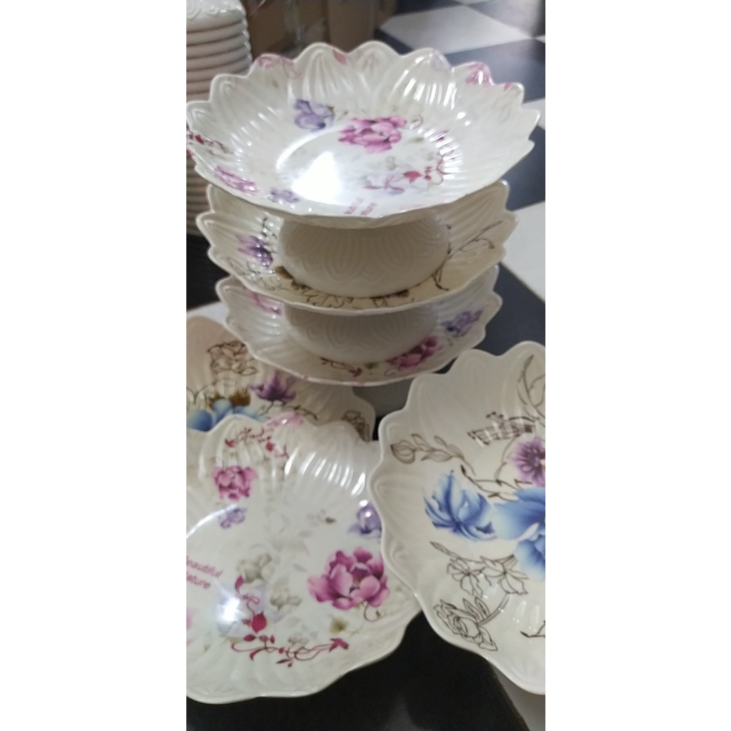 Dĩa Chưng Trái Cây-Mâm Ngũ Quả bằng Nhựa Melamine Cao Cấp, Dĩa tạo hình Hoa Sen chân đế có thể tháo rời rất tiện dụng