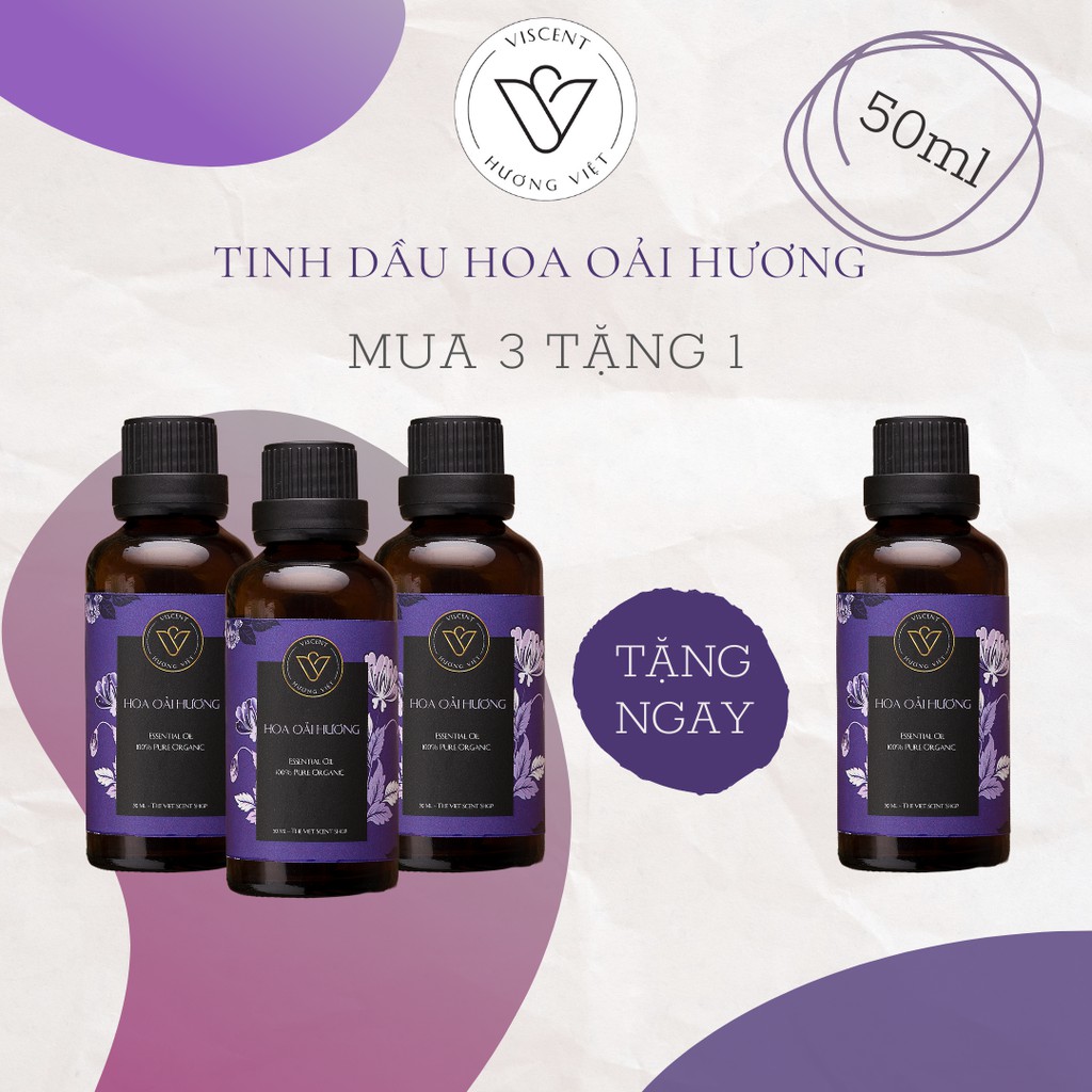 Tinh dầu ViScent Lavender - Hoa Oải Hương 50ml &100ml (Mua 3 tặng 1)