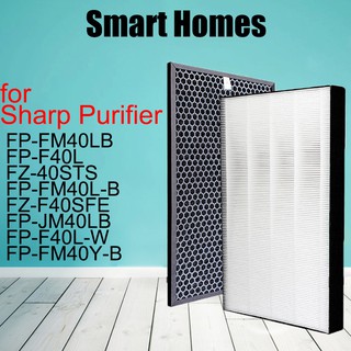 Replacement HEPA Activated Carbon Filter for Sharp FP-F40L FZ-40STS FP-FM40L-B FZ-F40SFE FP-JM40LB FP-F40L-W FP-FM40Y-B Air Purifier