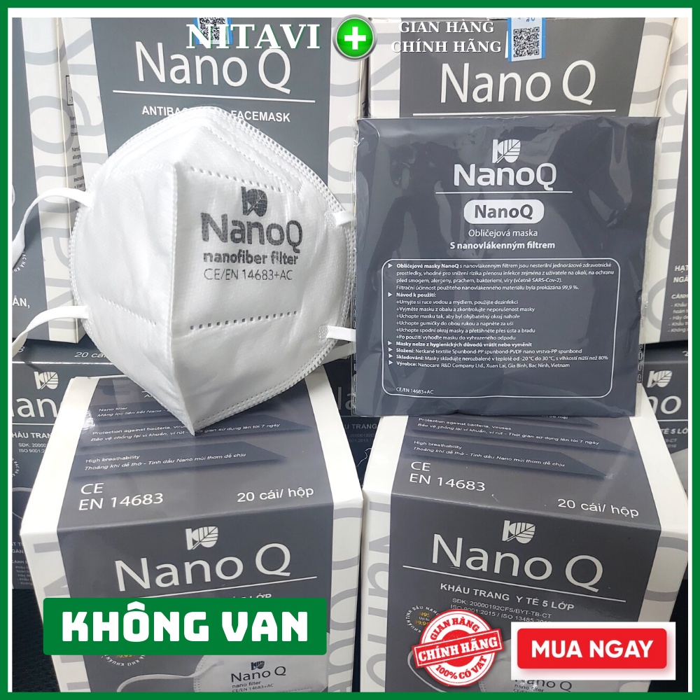 Khẩu trang y tế n95 NanoQ 5 lớp kháng khuẩn chính hãng có van thở Nano tinh dầu kháng khuẩn ngay trên bề mặt
