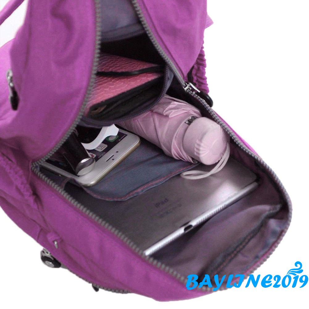 Balo Đeo Vai Nhiều Ngăn Sức Chứa Lớn Màu Trơn Chống Thấm Nước Có Khóa Kéo Cho Nữ