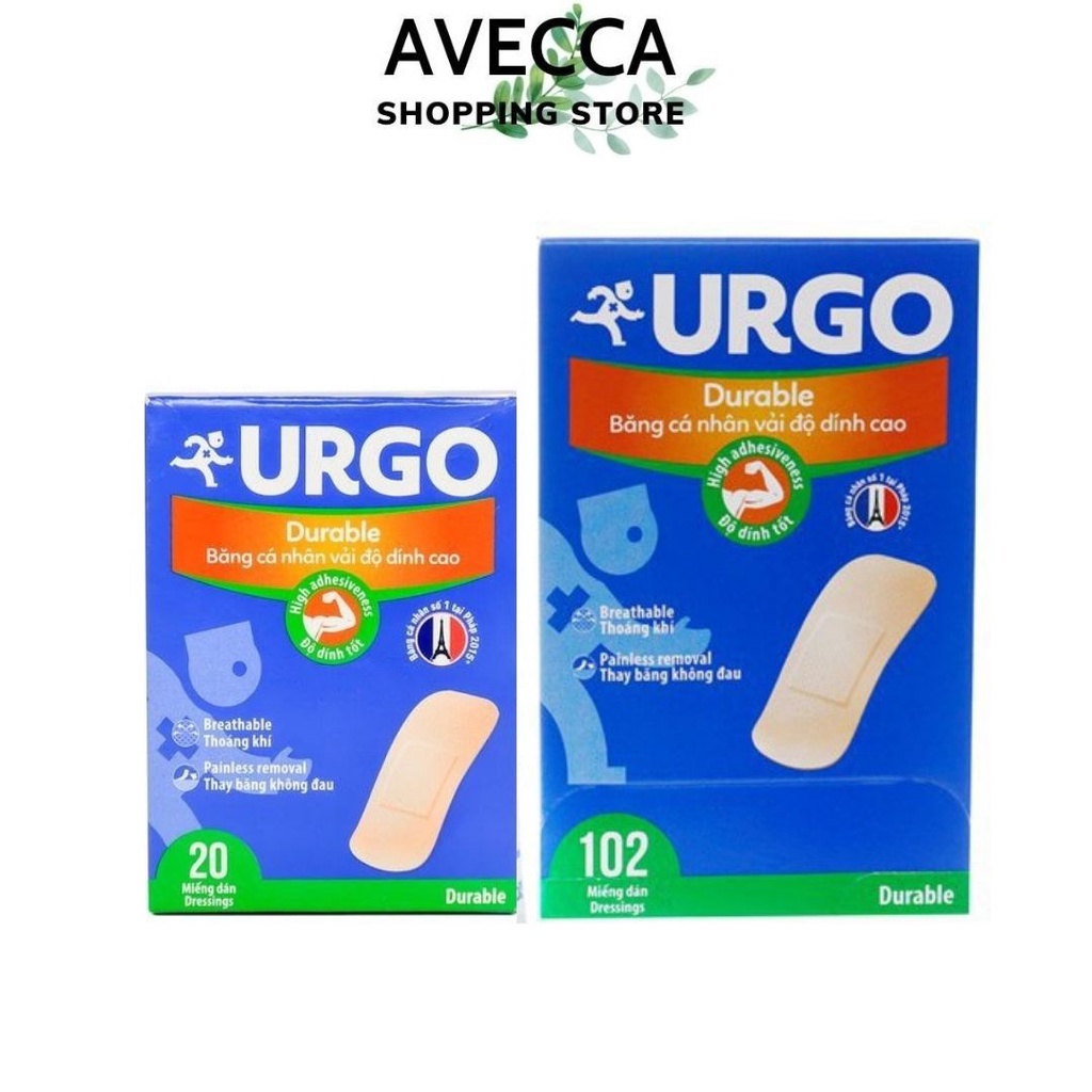 Băng Cá Nhân Vải Độ Dính Cao Urgo Durable 20 Miếng - 102 Miếng