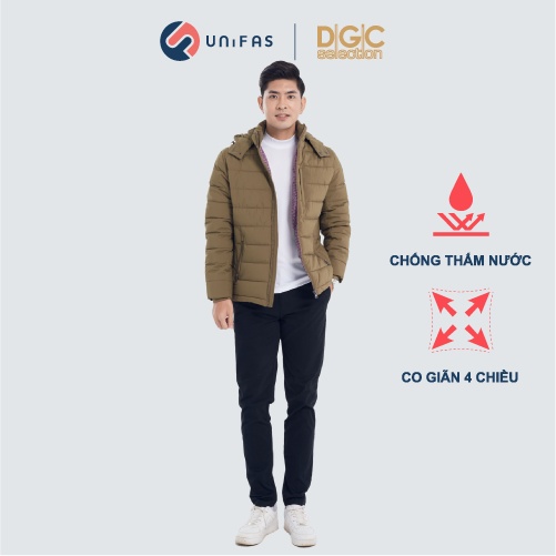 Áo khoác phao nam mũ rời 3 lớp ấm áp giữ nhiệt, vải Polyester chống nước, không bám bụi, cản gió DGCs - WAJKBA08M