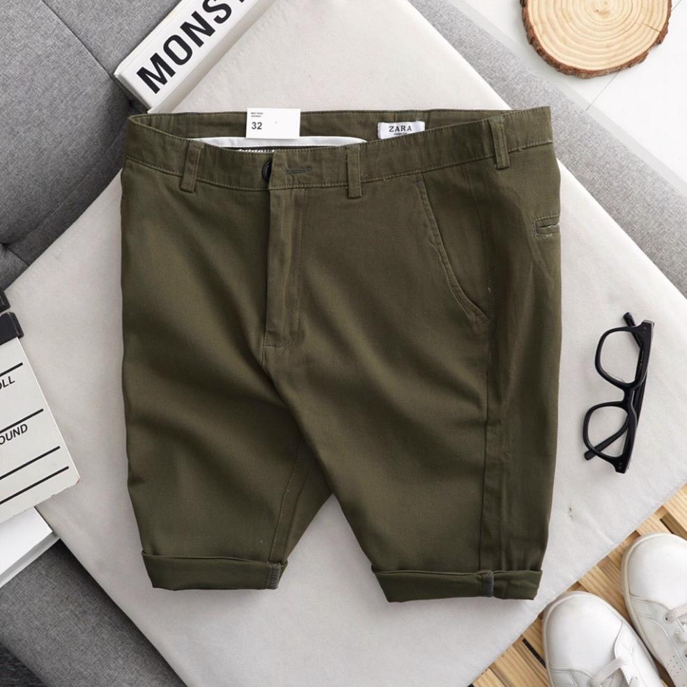 Quần short nam ZARA màu RÊU LÍNH vải kaki mềm cao cấp ZARA JOIN LIFE - Mạnh Mẽ Táo Bạo 🎓