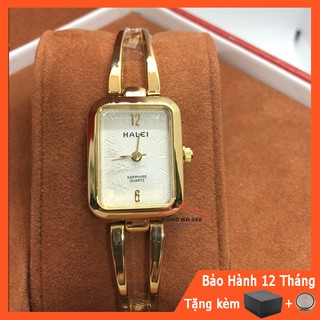 Đồng Hồ Nữ Halei Dáng Lắc Máy Nhật Chính Hãng Mặt Vuông Kính Saphia Chống Nước Tuyệt Đối, Thép Không Gỉ Mạ Chống Bay Màu