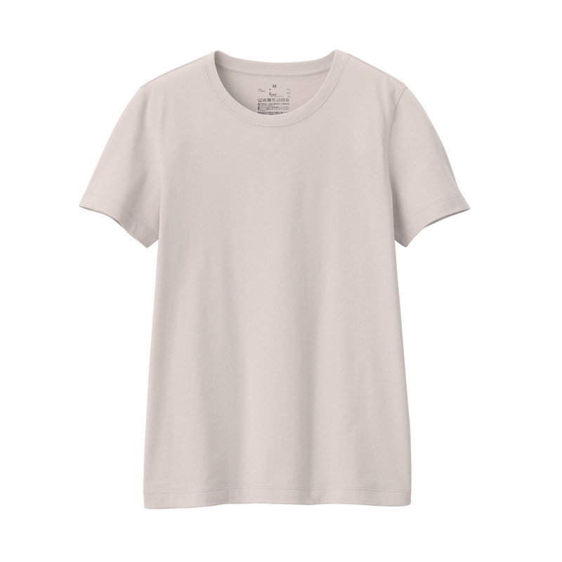 Muji Áo Thun Vải Jersey Cotton Ấn Độ Cổ Tròn