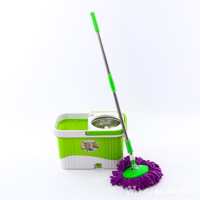 Bộ cây lau nhà 360 độ lồng inox Hưng Huê , tặng một bông lau thay thế- hàng VN chất lượng cao