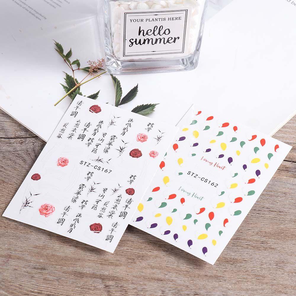 Miếng Dán Trang Trí Móng Tay Hình Trái Tim Và Mặt Trăng Phong Cách Trung Hoa