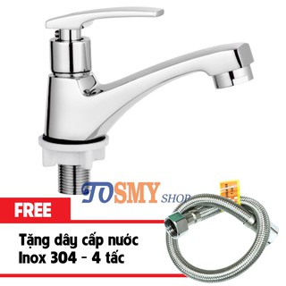 VÒI LAVABO LẠNH ĐỒNG THAU LV04-2- tặng kèm dây cấp nước Inox 304 40cm