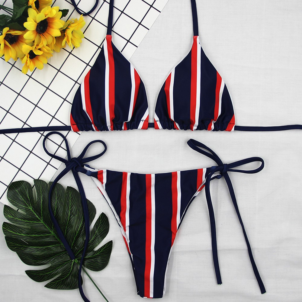 [BKN23] &lt;ÂU&gt; SET BIKINI KẺ SỌC VÀNG QUẦN THONG/LỌT KHE