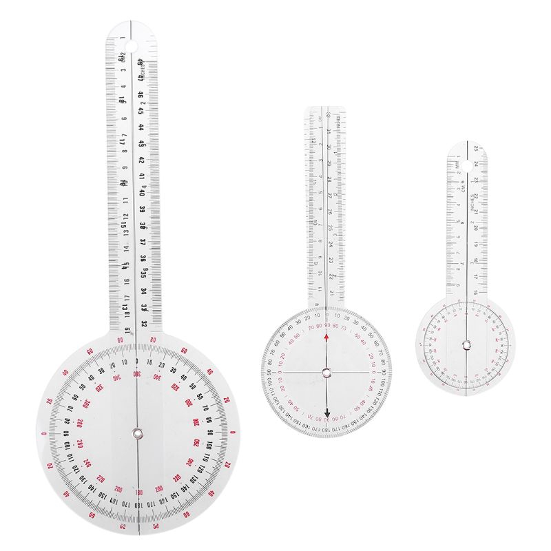 wowの 3Pcs/Set Physio Goniometer Angle Protractor Inch Ruler Joint Bend Measure Clear