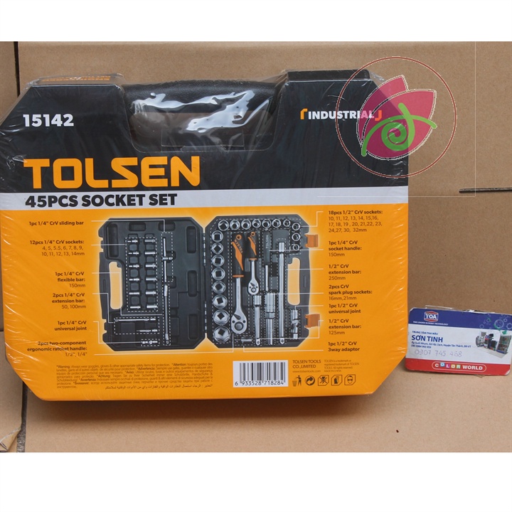 BỘ DỤNG CỤ MỞ BULONG 45 CHI TIẾT TOLSEN 15142