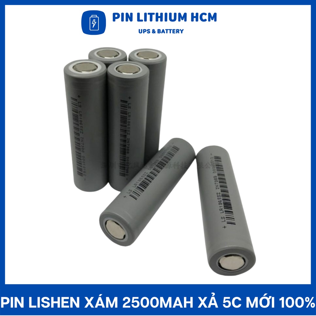Pin 18650, pin lishen xám 2500mah xả 5C mới 100%