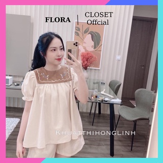 Bộ Đồ Nữ Form Rộng Vải Đũi Mền Mát Vải Đẹp Sét Bộ Đũi Hoa Thêu Cực Xinh FLORA FC20