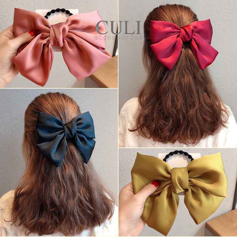 Dây cột tóc đính nơ bản to -  hot trend phong cách Hàn Quốc, bánh bèo cho nữ