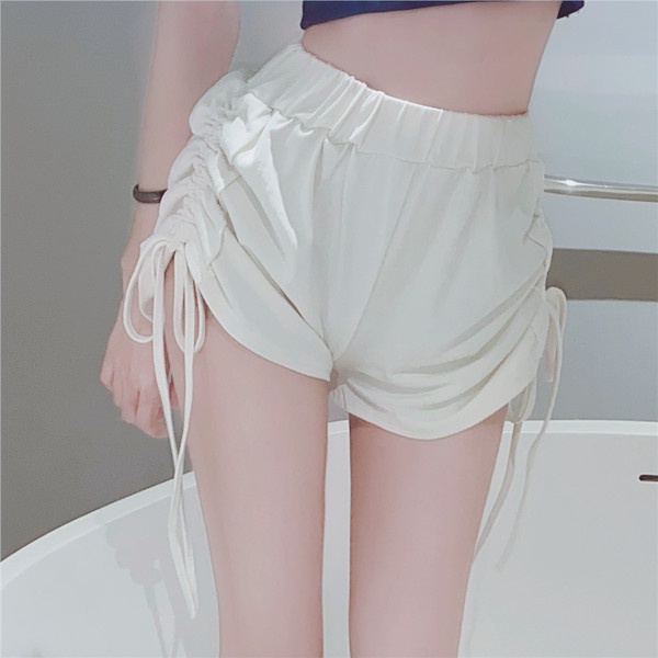 Quần Short Nữ Lưng Cao Ống Rộng Dây Rút Thời Trang