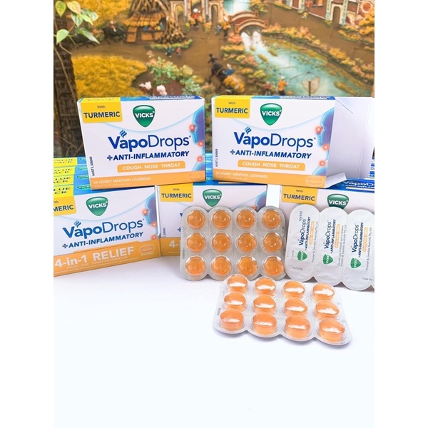 Kẹo ngậm 36 viên, hỗ trợ giảm h.o-đau họng vị mật ong, chanh Úc - Vivk Vicks VapoDrops + Anti-Inflammatory Lemon, honey