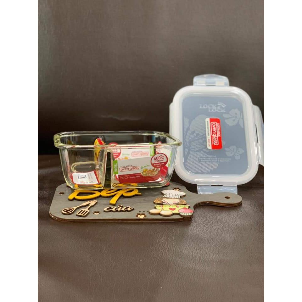 Hộp Lock & Lock thủy tinh chia ngăn hình chữ nhật 1000ml | BigBuy360 - bigbuy360.vn