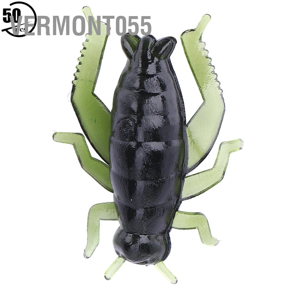 Vermont055 50 pcs Fishing Baits Fake Artificial Lure Green Soft Plastic Cricket Insects