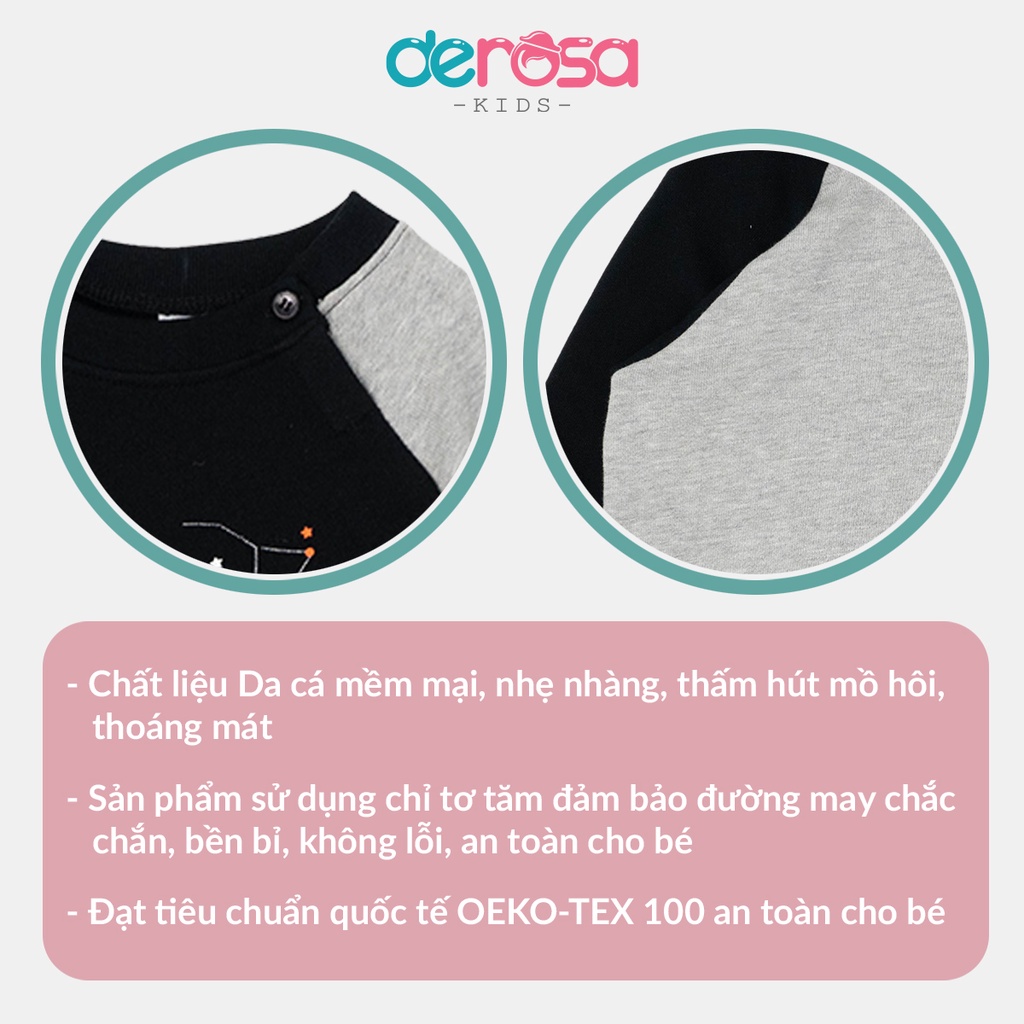 Áo thu đông DEROSA KIDS dài tay bé trai chất liệu Cotton da cá cho bé từ 2 đến 6 tuổi