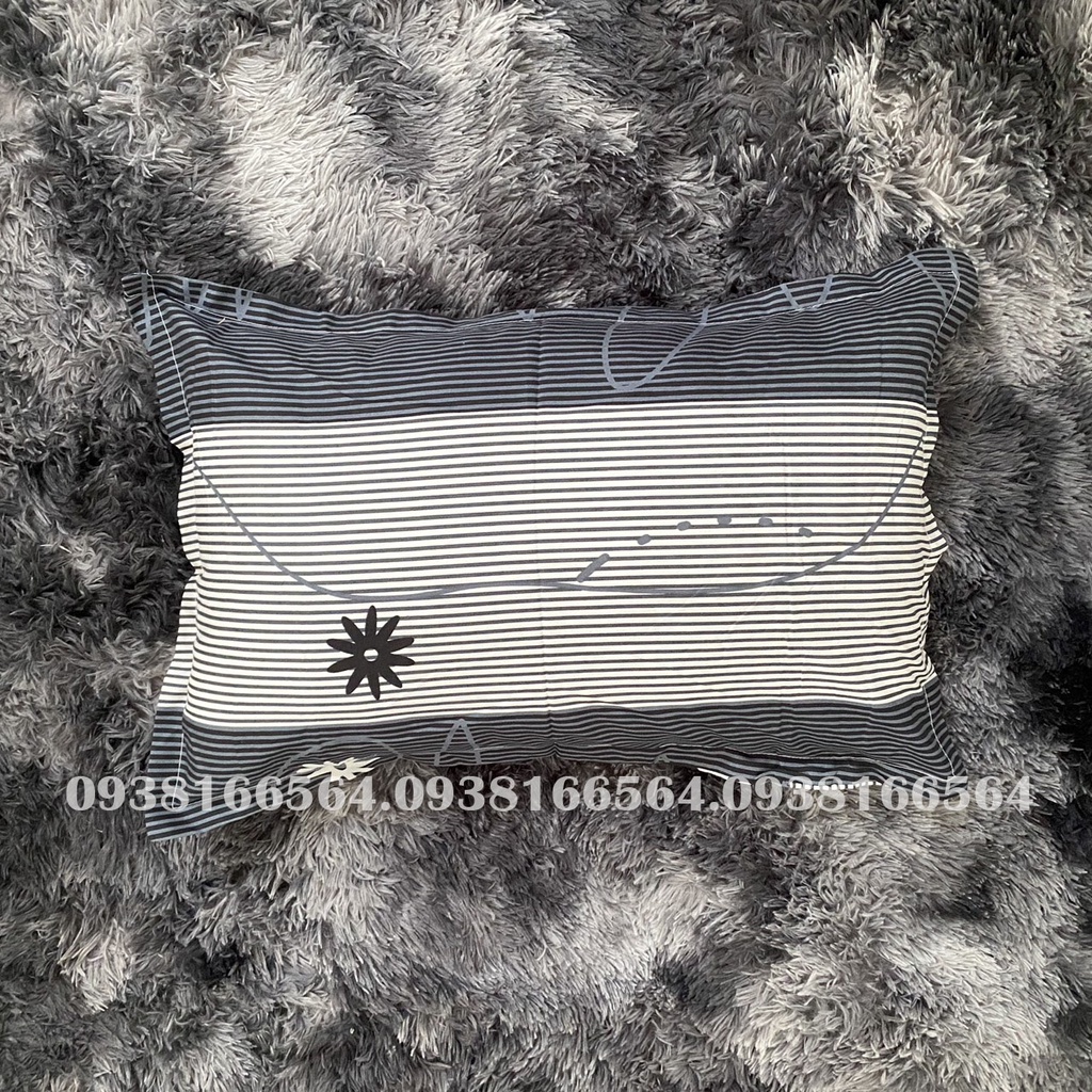 TRỌN BỘ COTTON POLY 5 MÓN CHĂN PHAO DÀY DẶN HÀNG VN SỌC TRẮNG ĐEN - ĐỦ KÍCH THƯỚC