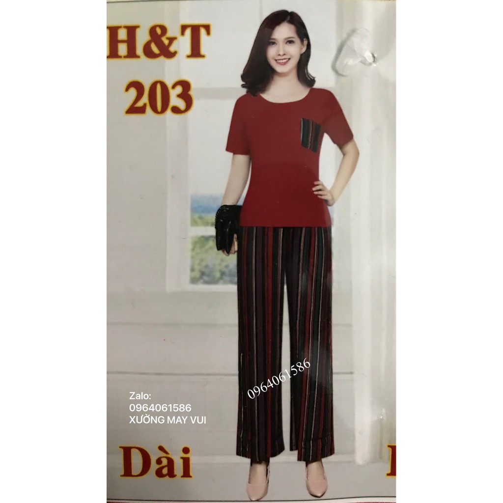 Đồ bộ dài ống rộng sang trọng trẻ trung khi mặc nhà hoặc đi chơi, vải tone thái cao cấp