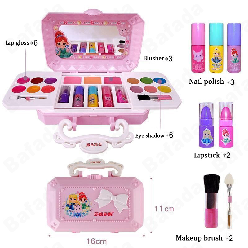 Set hộp mỹ phẩm trang điểm mini không độc hại an toàn cho bé phong cách Nữ hoàng băng giá Disney