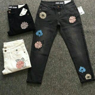 Quần jeans baggy thêu hiệu asos
