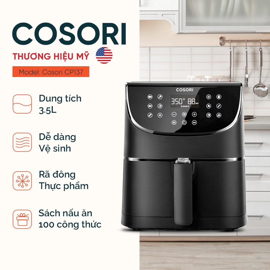 Nồi Chiên Không Dầu Cosori CP137-AF (3.5 lít) - 11 chế độ nấu thiết lập sẵn - Bảo hành chính hãng 2 năm