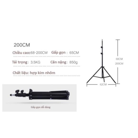 Đèn Chụp Ảnh Sản Phẩm, Bộ Đèn Studio, quay phim, Livestream chuyên nghiệp, chân đèn cao 2m kèm Softbox 50x70cm