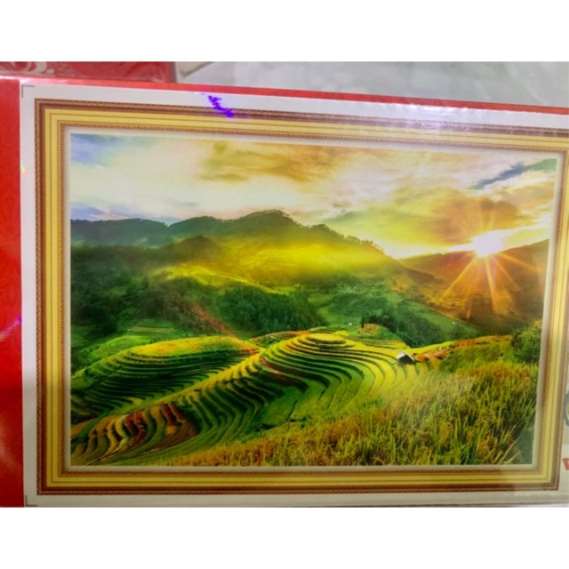 TRANH ĐÍNH ĐÁ Phong Cảnh Ruộng Bậc Thang VS135 |86x60cm| Chưa đính