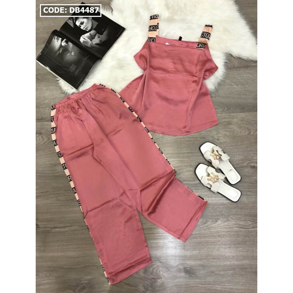 Đồ Bộ Satin Quần Dài Ống Xẻ Phối Áo 2 Dây | BigBuy360 - bigbuy360.vn