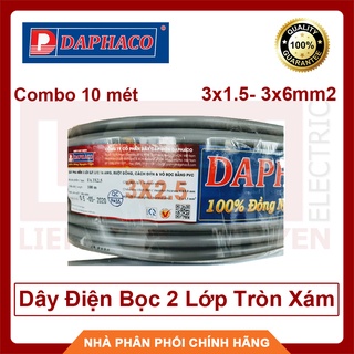 Dây điện đôi bọc 2 lớp tròn xám 3 lõi 3x1.5mm2 đến 3x6.0mm2 daphaco ruột đồng nguyên chất chịu tải cao