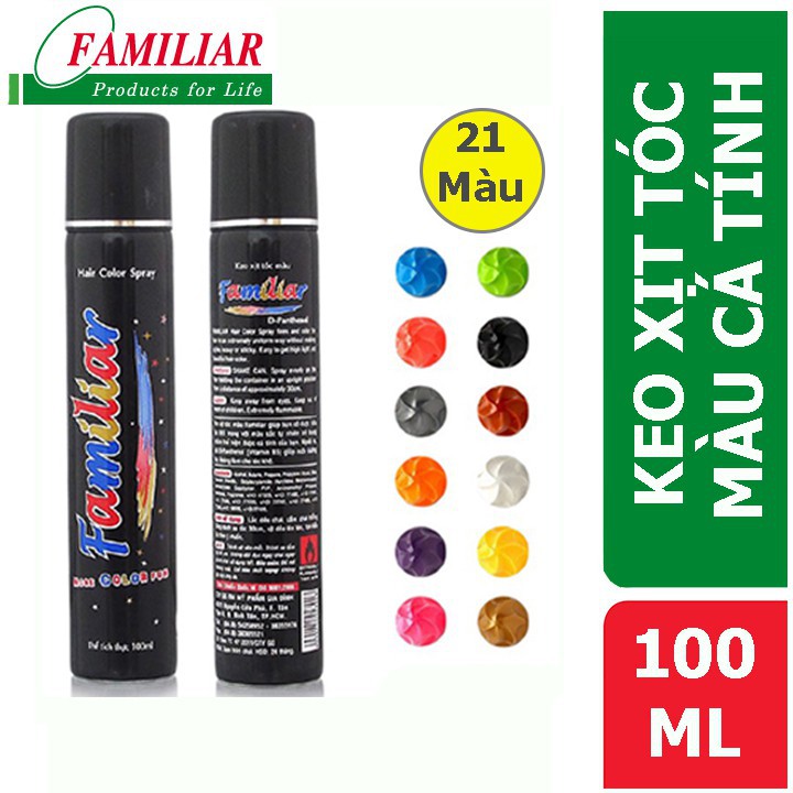 [Giá Sỉ] - Keo xịt tóc màu tạm thời Familiar 21 màu cá tính 100ml  - Hair Color Spray - Đại Lí Sỉ Mỹ Phẩm