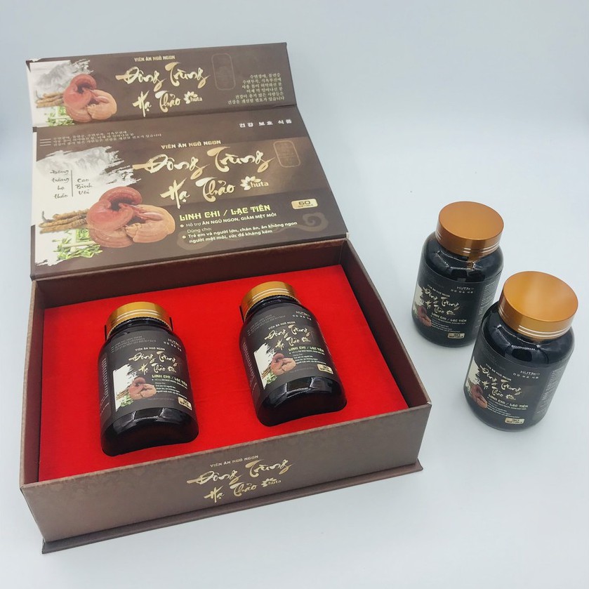 Viên ăn ngủ ngon Đông Trùng Hạ Thảo HUTA bồi bổ cơ thể hộp 2 lọ 60 viên